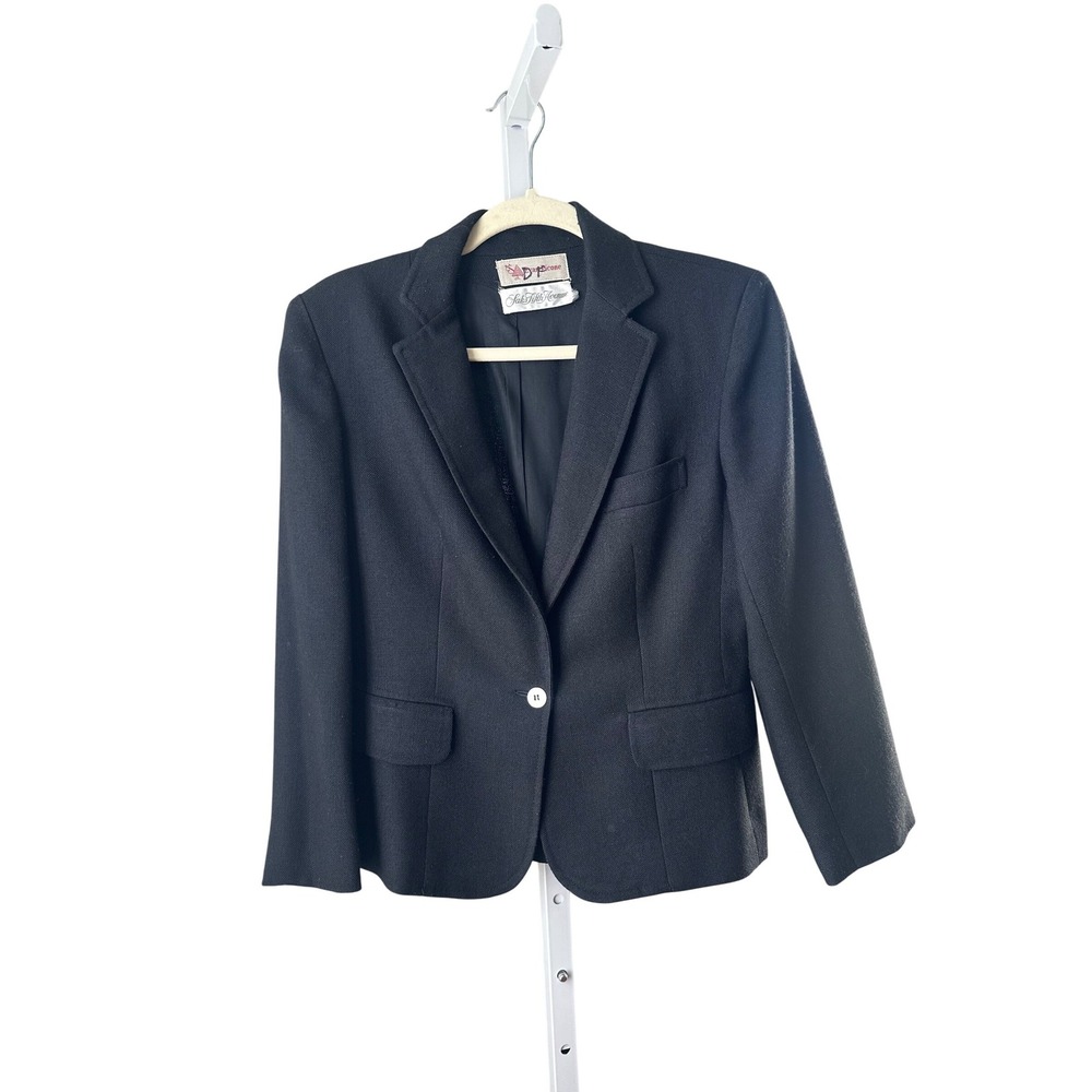 Evan-Picone Saks Fifth Avenue Vintage Black Blazer Single Button Wool Size 10